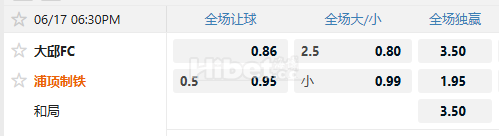 韩职联 06/17 18:30  大邱FC  -  浦项制铁
