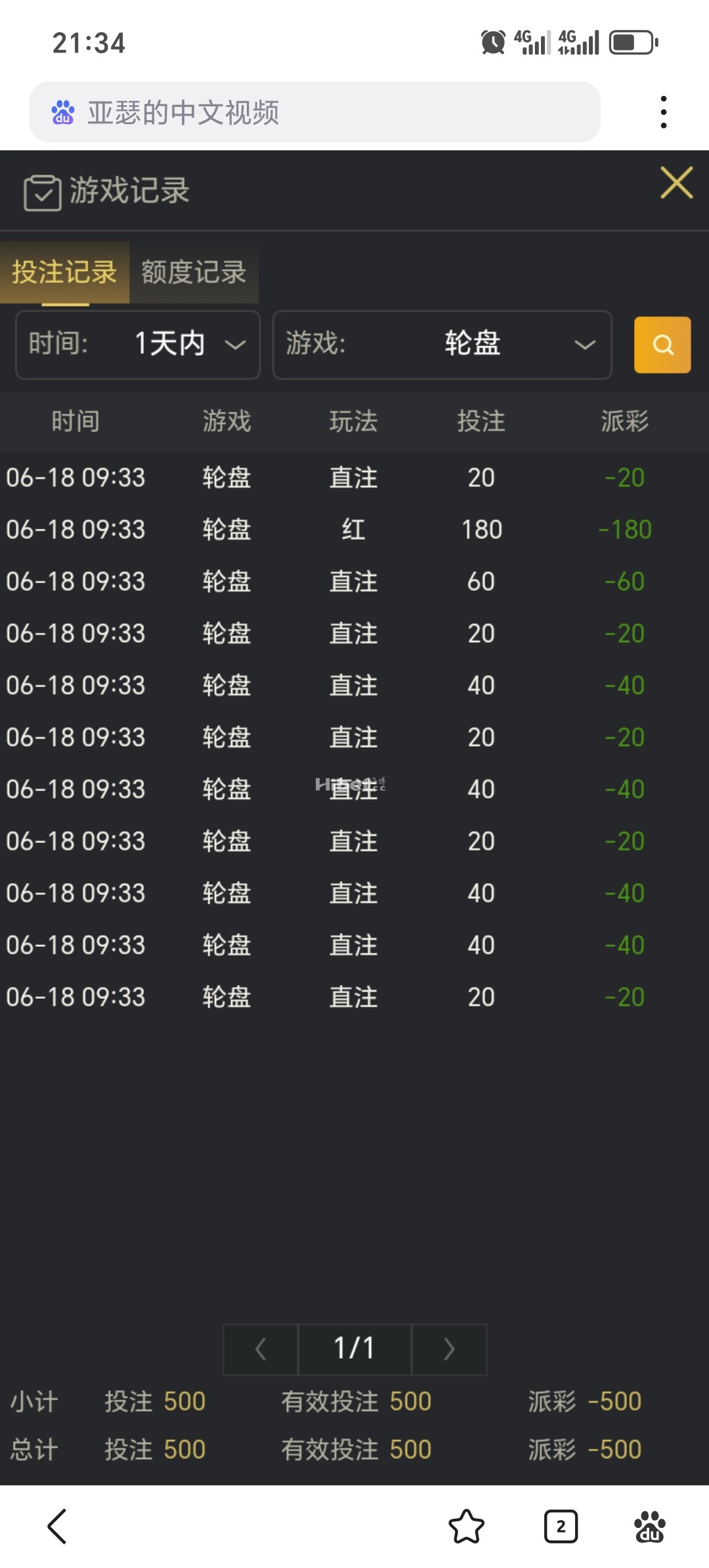 轮盘没有运气亏了
