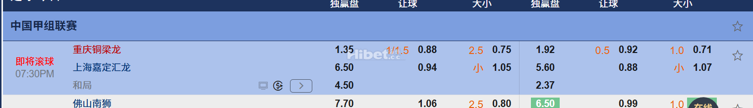 中国甲组联赛  重庆铜梁龙VS 上海嘉定汇龙